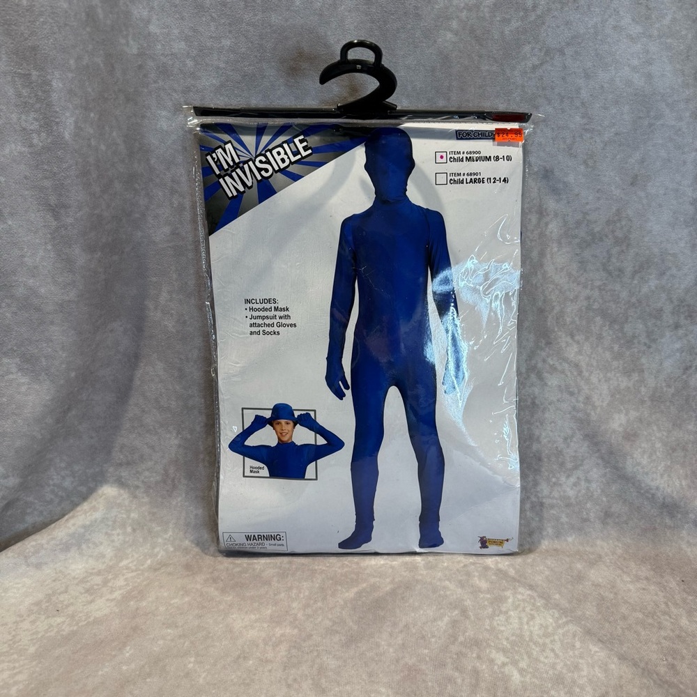 I'm Invisible Blue Skin Suit Child Costume Size Medium 8-10